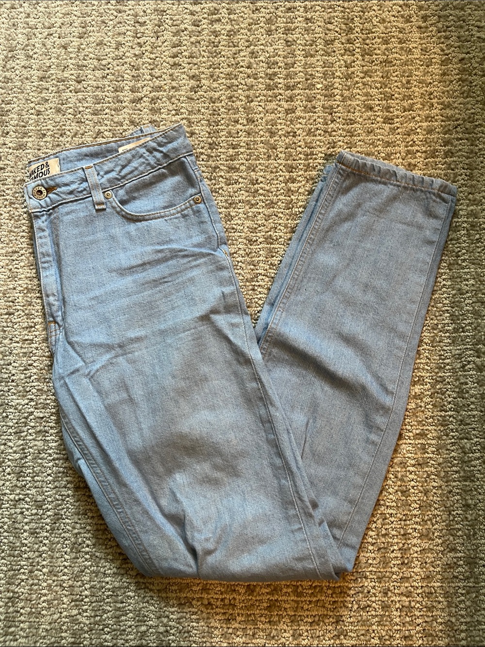 Naked & Famous Denim Light Blue Slim Straight Jeans